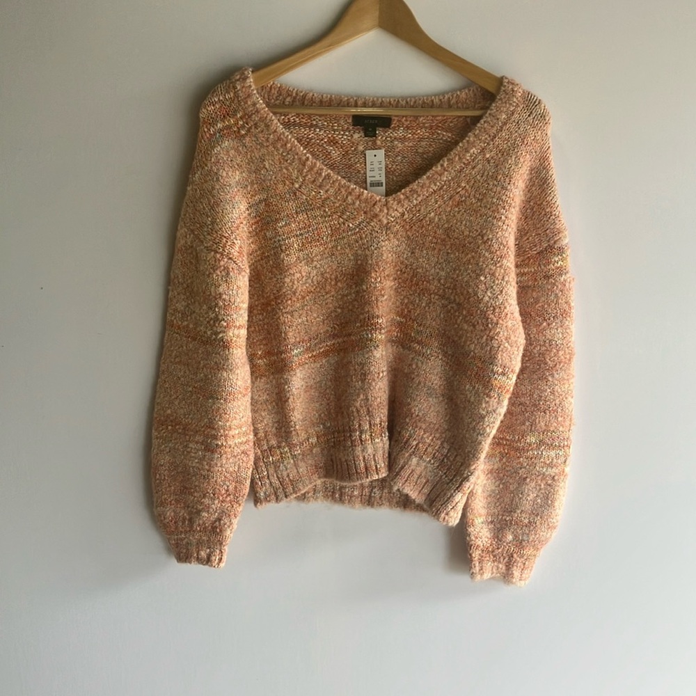 J. Crew Orange V-Neck Sweater Soft Knit